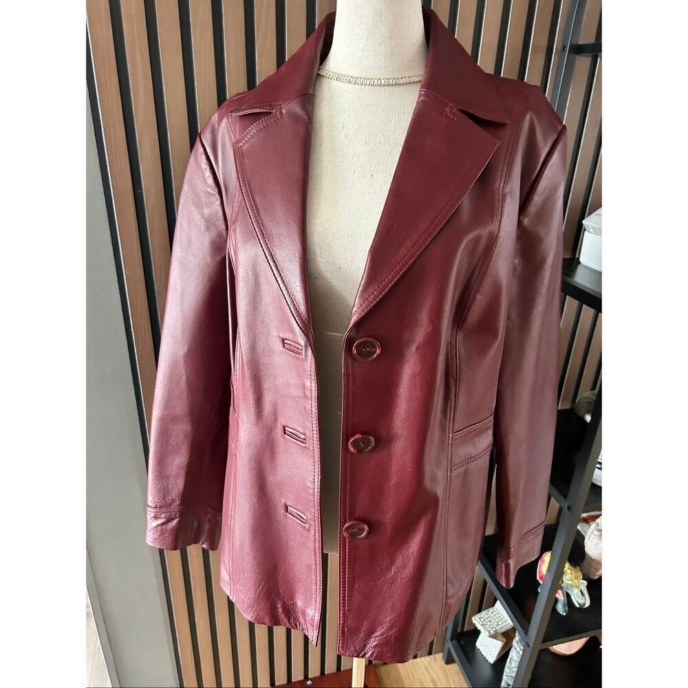 East 5th red leather jacket size xl petite stylish moto style real leather